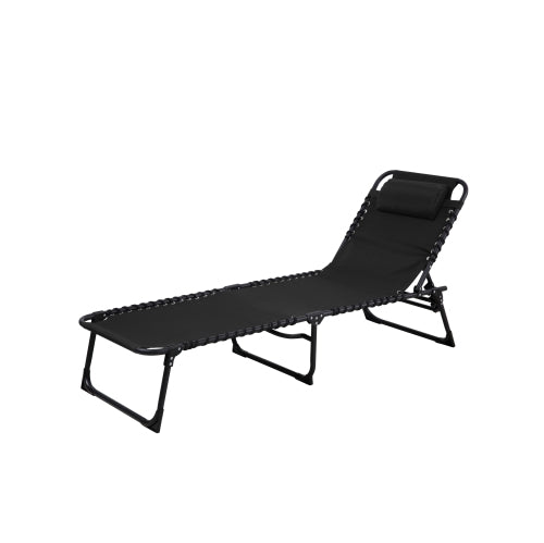 Moss  chaise longue pliante textilène appuie-tête / structure en acier noir