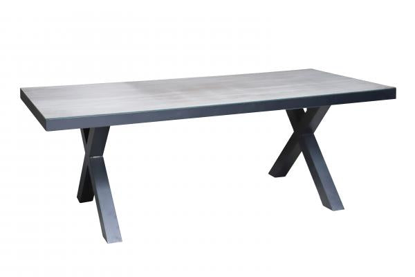 Moss  table à manger effet bois gris-brun  structure en aluminium 78,7" x 39,4" x h29,1