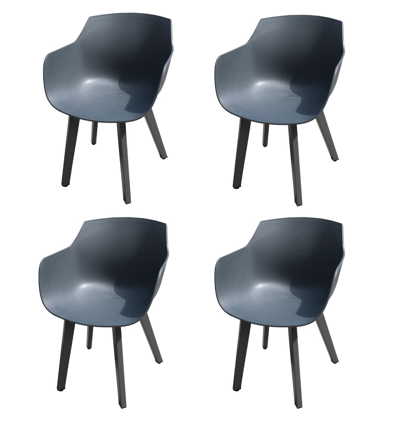 Moss fauteuil en plastique moulé noir avec structure en aluminium 22.4" x 21.7" x h 31.1"