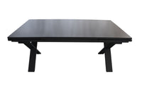 Moss Moss-0838 - table aluminium noir extensible vitrée noire + pattes croisées