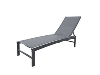 Moss Moss-c29n - chaise longue en textilène noir, structure en aluminium noir 24,4" x 77,6" x 14,6 - collection carolina