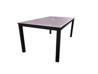 Moss - table  en aluminium noir mat  et trou pour parasol 60" x 38" x h 29,1"