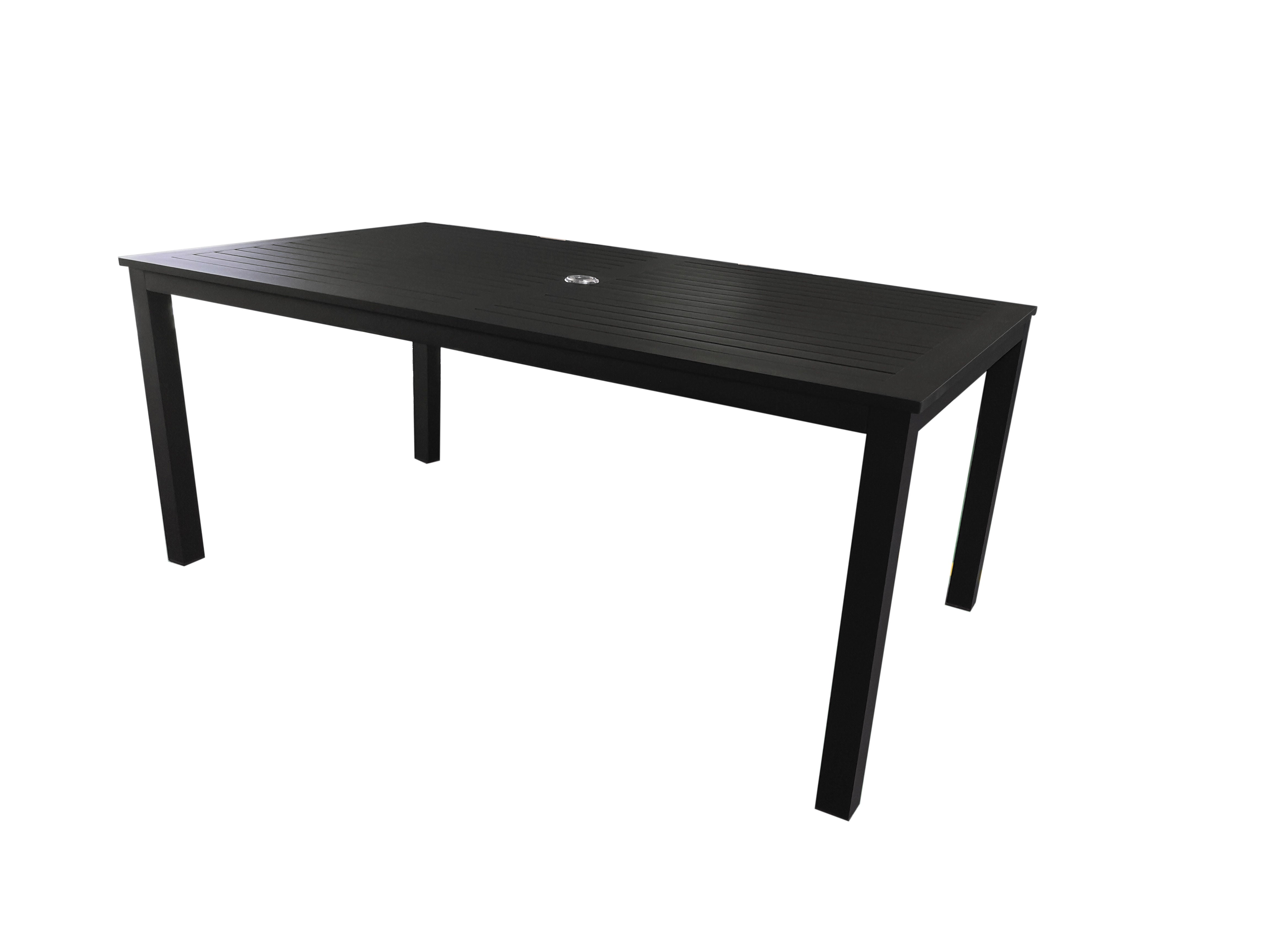 Moss - table  en aluminium noir mat  et trou pour parasol 60" x 38" x h 29,1"